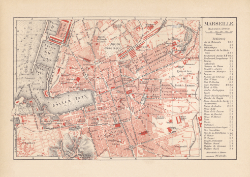 Vintage Stadtplan Marseille