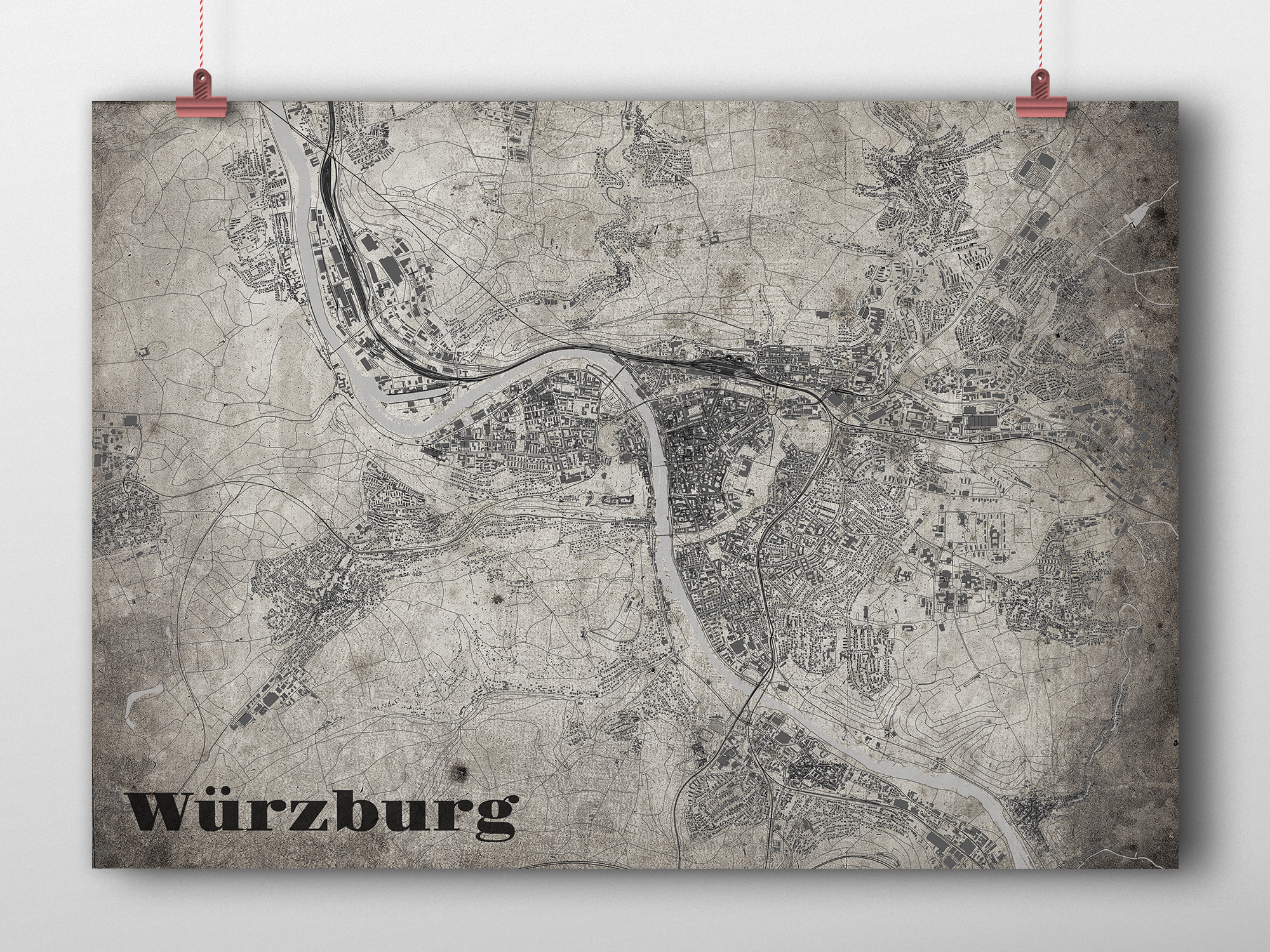 KlausUndSo - Stadtplan Würzburg im Old School - Style