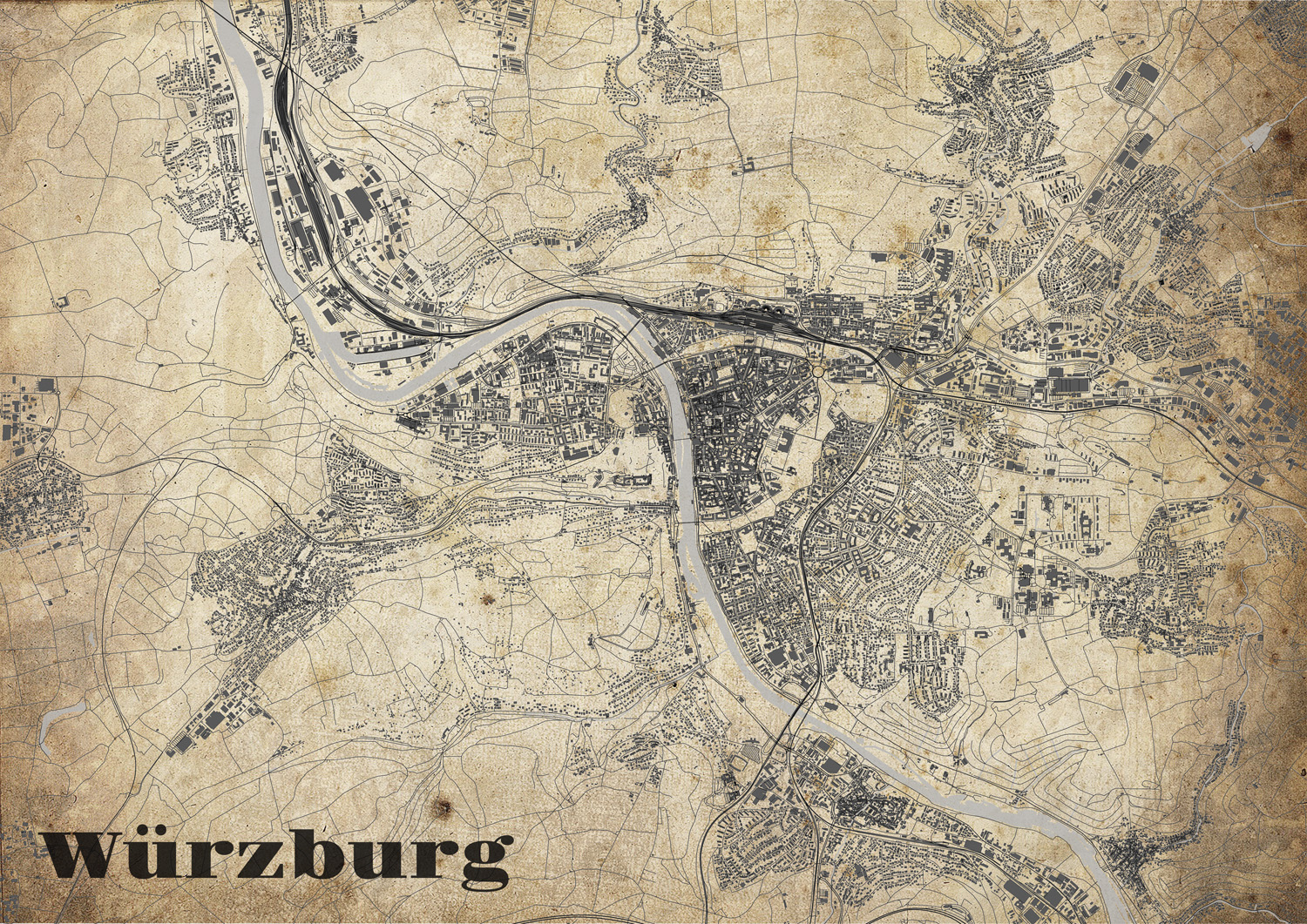 KlausUndSo - Stadtplan Würzburg im Vintage-Style