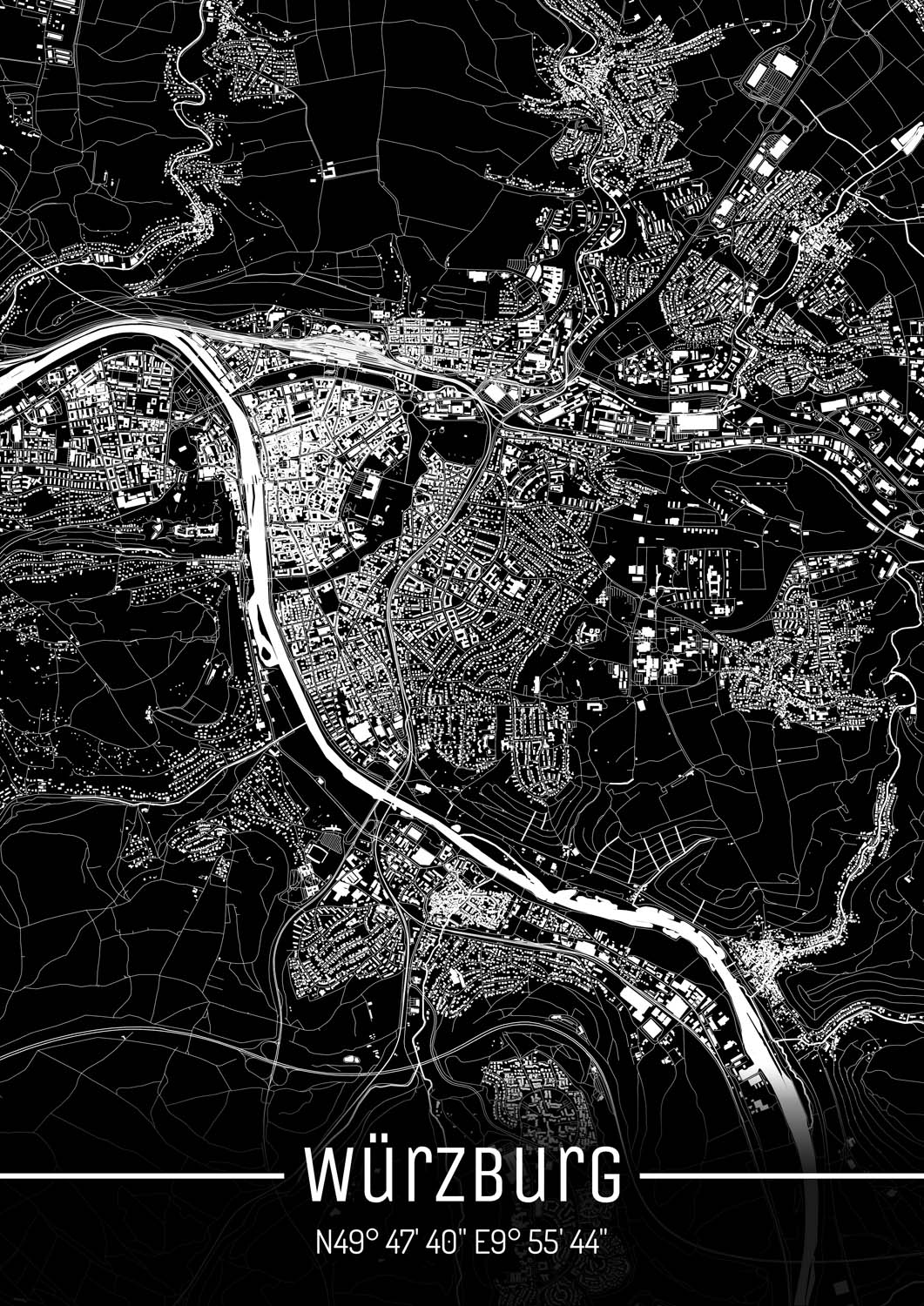 KlausUndSo - Stadtplan Würzburg - Just a Black Map