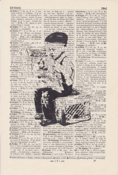 Bustart - Newspaper Boy - Print on antique book page