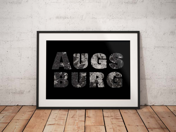 Augsburg - Map In Black - City Poster