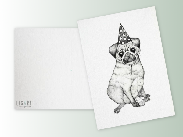postcard Pug