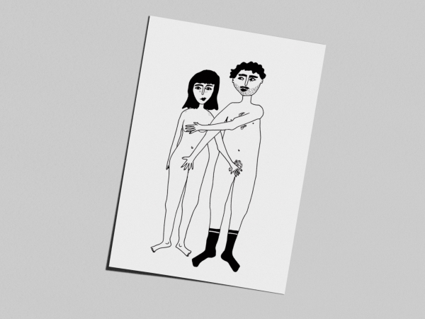 Postcard naked couple