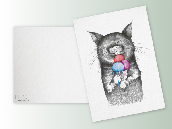Postkarte Schlemmerkatze