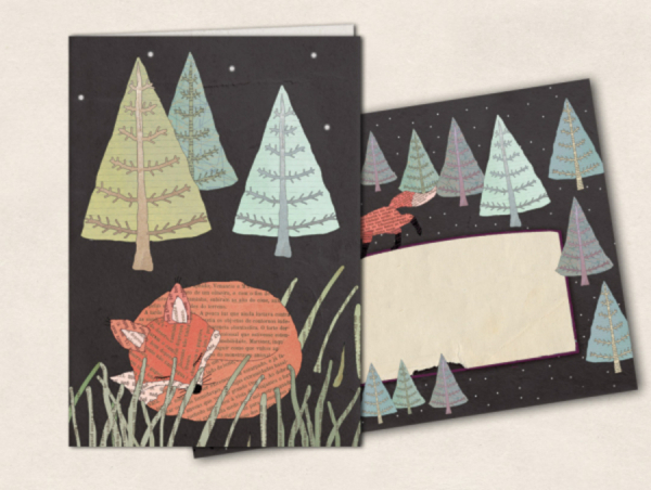 Greeting card winter fox