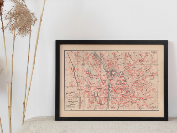 Vintage Stadtplan Graz